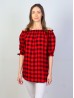 Off The Shoulder Buffalo Plaid Printed Fashion Top (SM, LXL) 